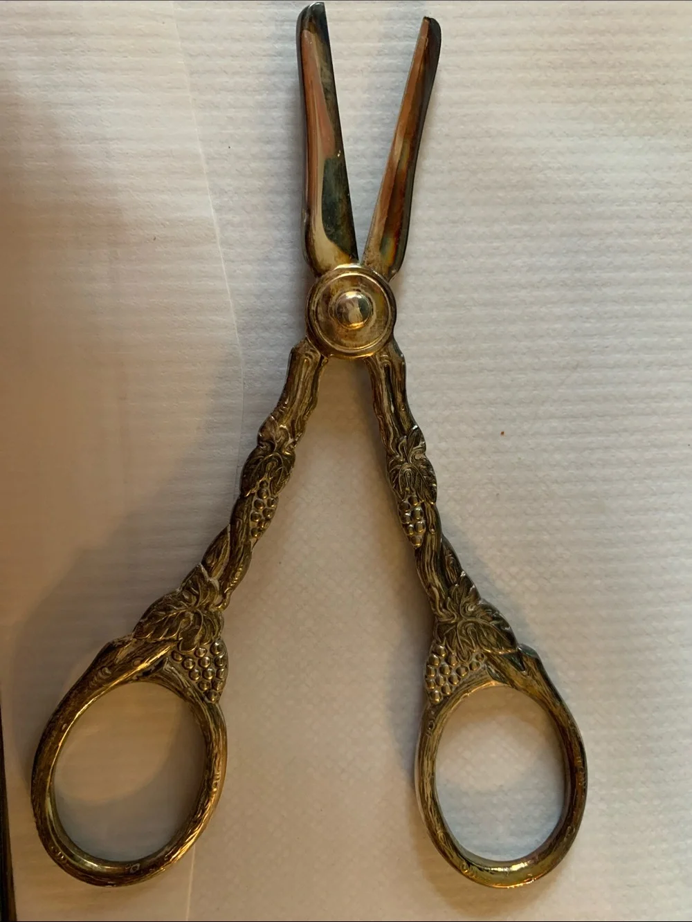 Antique-Style Brass Embossed Scissors - Brass Finish